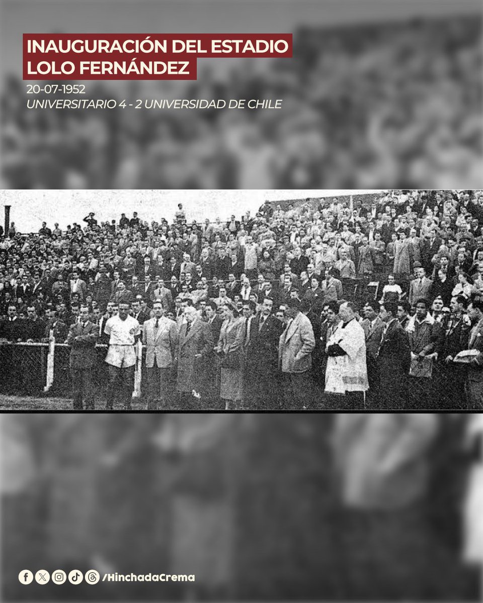 hinchadacrema's tweet image. 🏆🔙 📜#𝗛𝗶𝘀𝘁𝗼𝗿𝗶𝗮𝗖𝗿𝗲𝗺𝗮 | Un día como hoy en 1952 se inaugura oficialmente el viejo y querido Estadio Lolo Fernández con la asistencia de las más altas autoridades del deporte y la política.