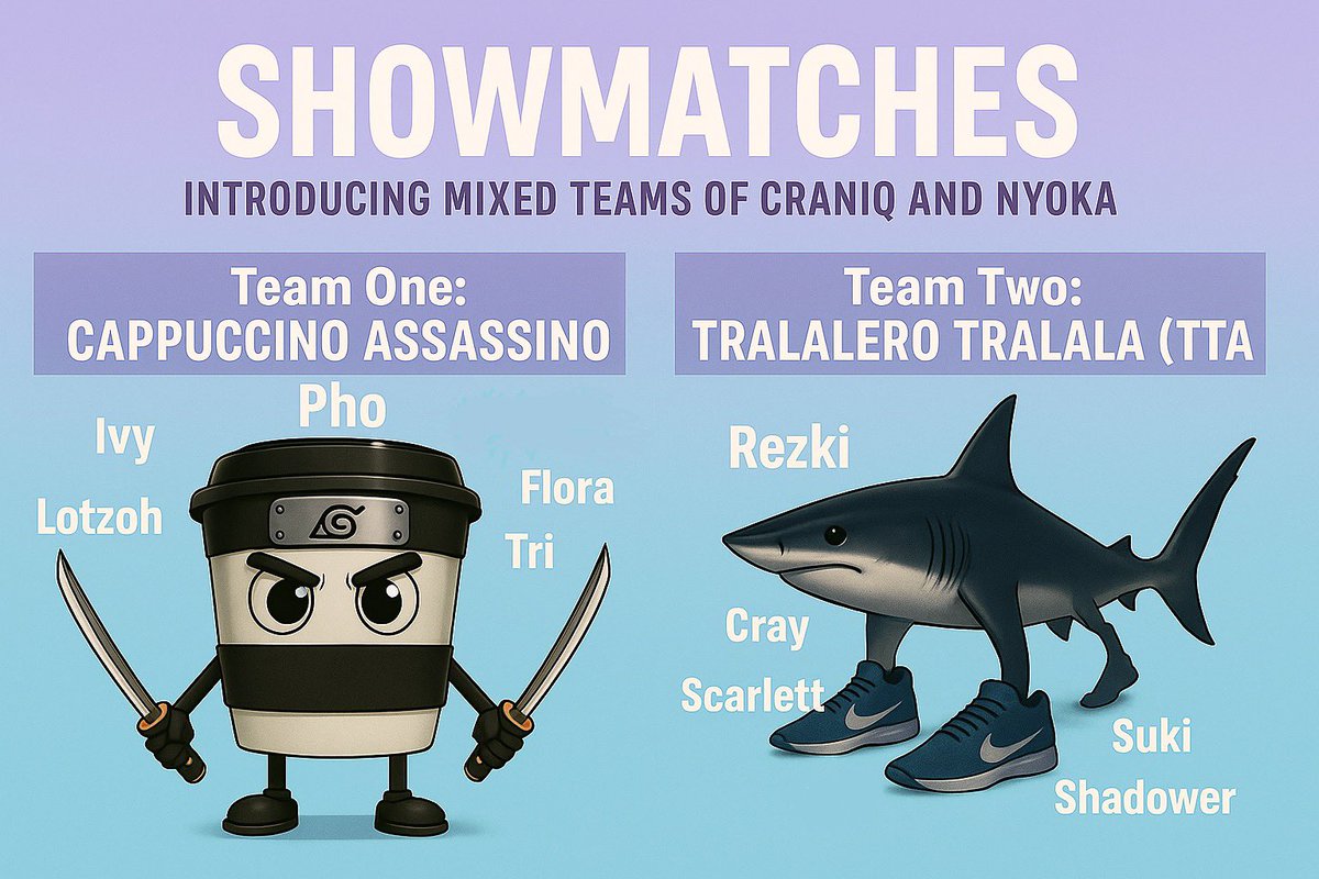🎮 SHOWMATCH TIME!
Tonight we introduce two mixed rosters:
☕ Team Cappuccino Assassino (CAP)
🎶 Team Tralalero Tralala (TTA)
📅 7:30PM AEST | 🗺️ New Map
📺 Live on: twitch.tv/fearlessesport…
