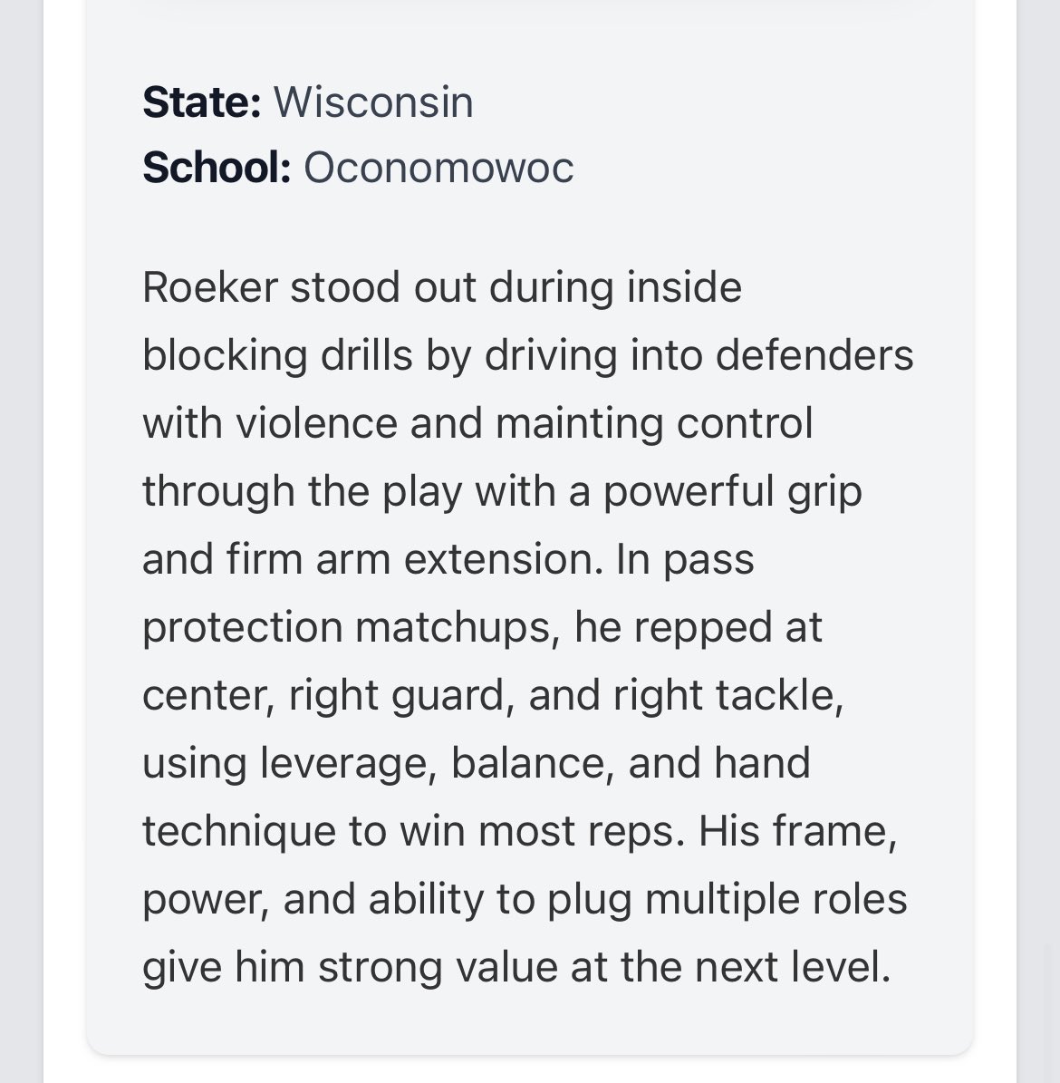 Patrick_Roeker's tweet image. Thank you @PrepRedzoneWI for the write up!! Can’t to see what the future holds!!  

@raccoonfootball @MJ_NFLDraft @NWahlScouting @OJW_Scouting @WiOLGems @OLMafia 
@JohnGarcia_Jr @ChadSimmons_ @TomLoy247 @Mr_Nellis @PrepRedzoneWI  @BookofEllis