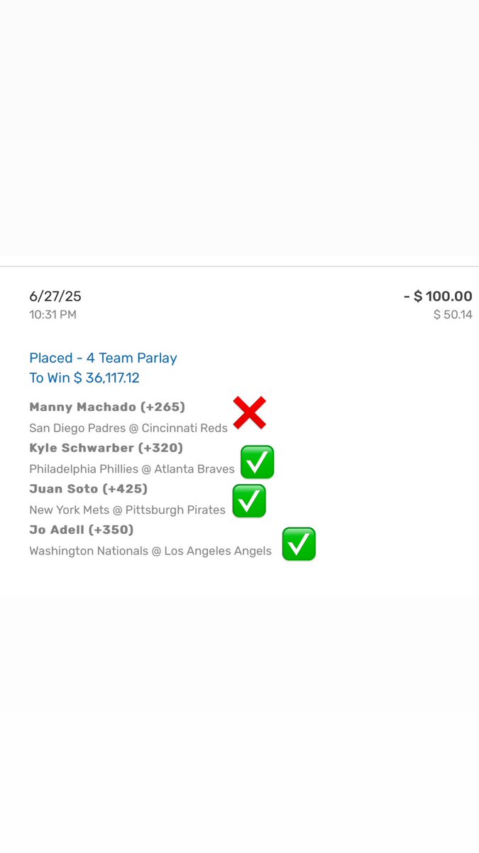 Manny mf machado smh🤦🏽‍♂️🤦🏽‍♂️ #gamblingx #GamblingTwitter #parlay