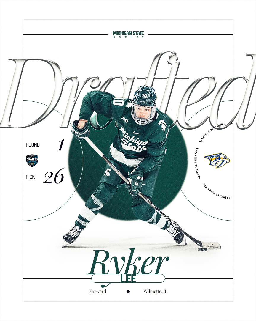 Michigan State Hockey (@msu_hockey) on Twitter photo Ryker Lee is a Nashville Predator!
Lee becomes the 13th first round pick in Michigan State history and is first Spartan headed to <a href="/PredsNHL/">Nashville Predators</a> since 1999!
#GoGreen Ryker Lee is a Nashville Predator!
Lee becomes the 13th first round pick in Michigan State history and is first Spartan headed to <a href="/PredsNHL/">Nashville Predators</a> since 1999!
#GoGreen
