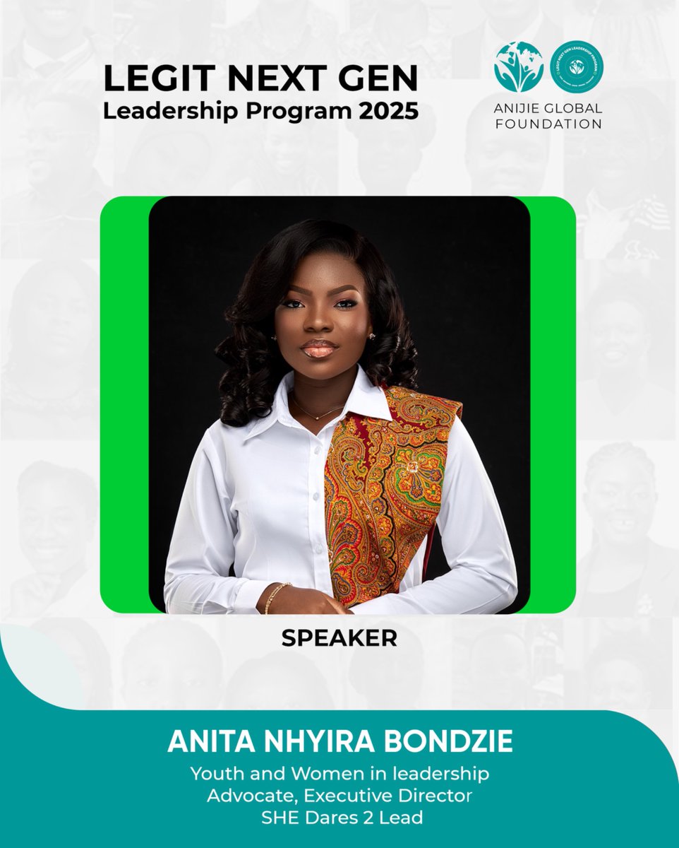 AnijieGlobal's tweet image. We begin our first session of LEGIT Next Gen Leadership Program with Anita Nhyira Bondzie - Founder of SHE Dares 2 Lead
Topic: "Discovering Your Leadership Identity: Personal Growth for Community Impact"
โจ Exclusive for our #LEGITLeaders โจ
#LegitNGL #AnijieGlobalFoundation