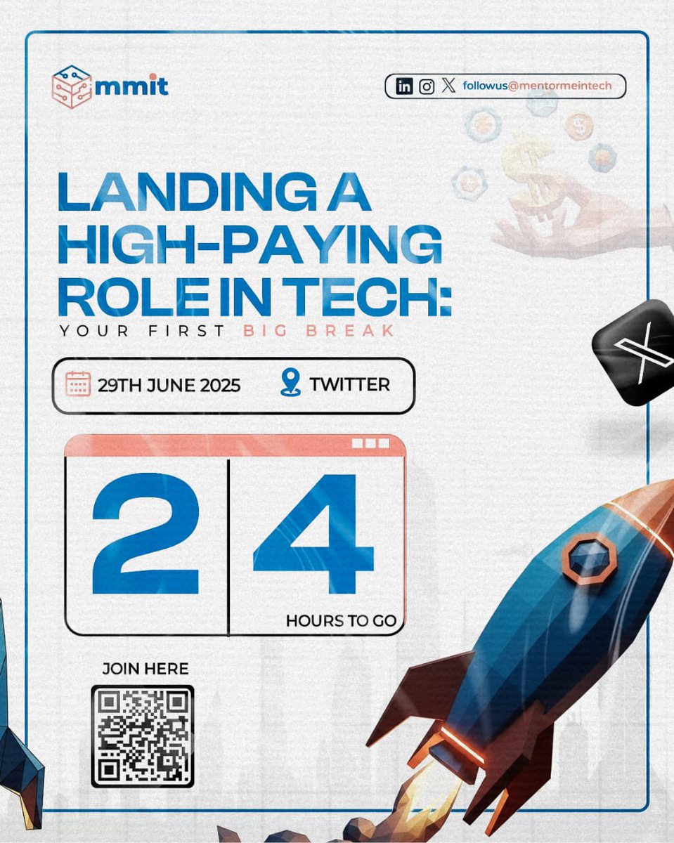 mentormeintech's tweet image. Who&apos;s excited for a change of story?

Clear your schedule, only 24hours to go!

How to join??

Check out previous posts.

See you there...at the top.😊

#techwebinar
#mentormeintech
#MMIT
#job