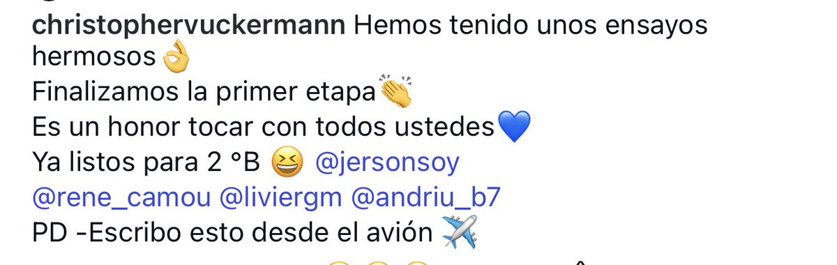 yosoybibis's tweet image. novo post do chris celebrando o fim da primeira etapa de ensaios com a banda 💙