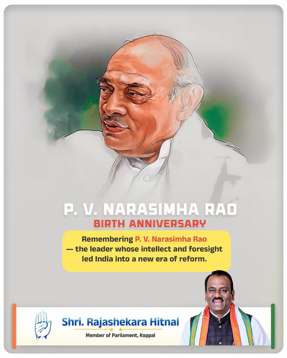 koppalmpinc's tweet image. Remembering Shri P. V. Narasimha Rao ji — a visionary statesman whose leadership and intellect paved the way for India&apos;s economic resurgence.

#PVNarasimhaRao #CongressLegacy #IndiaReforms #Tribute