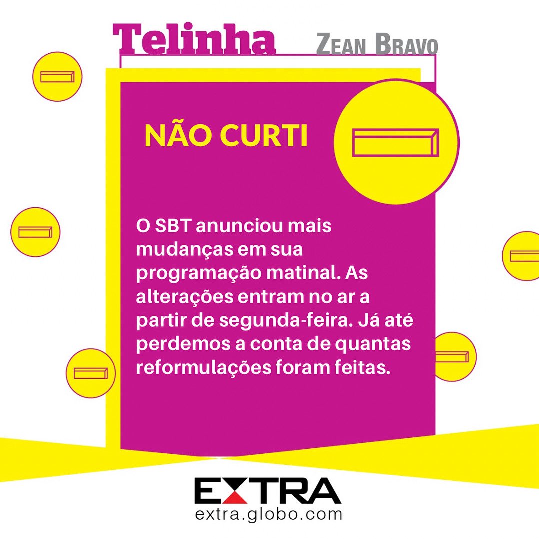 ZeanBravo's tweet image. Muda o tempo todo…

#colunatelinha 
#sbt #programaçao