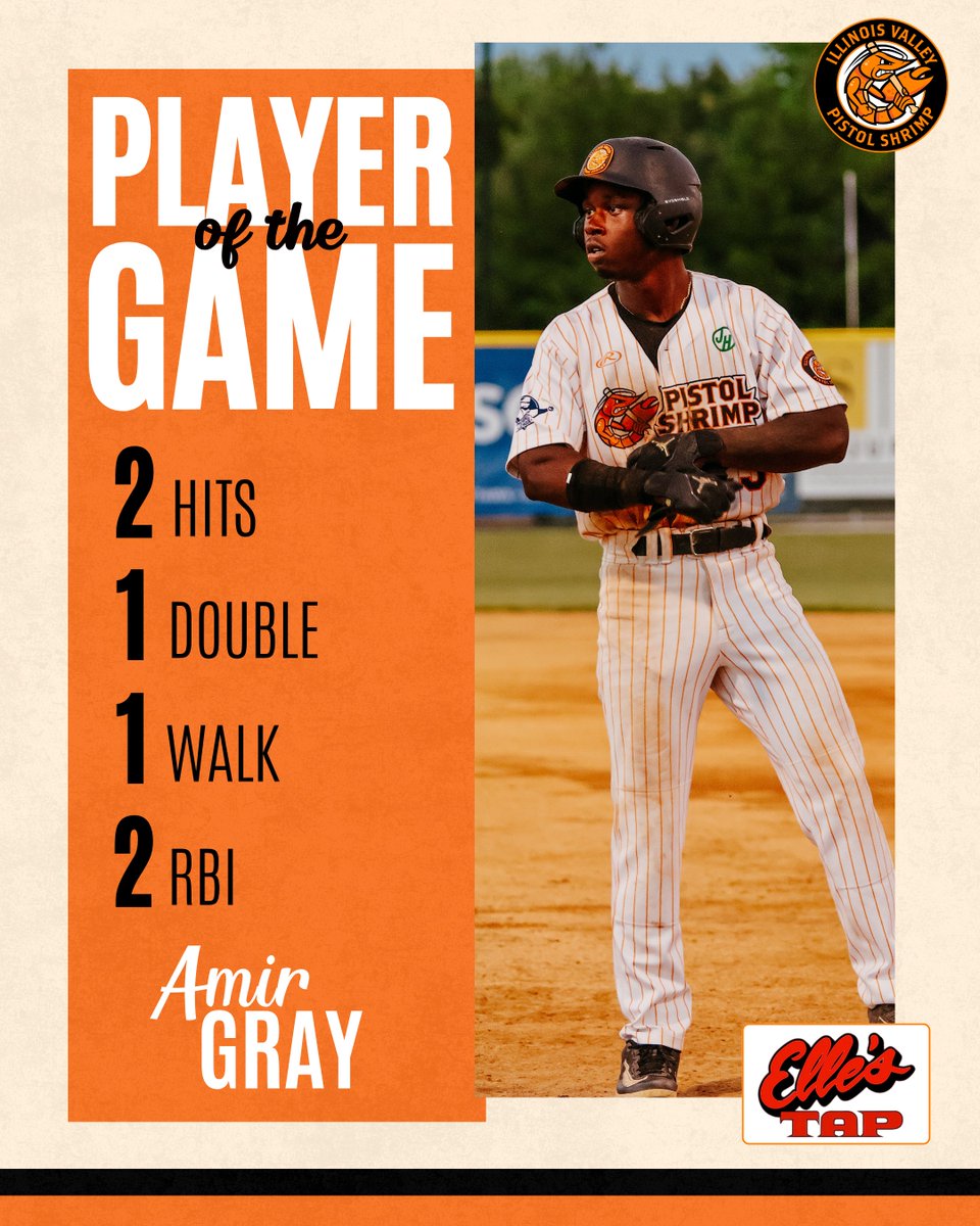 Pistol Shrimp Baseball (@pshrimpbaseball) on Twitter photo Amir Gray is tonight’s Player of the Game! 🦐
Gray doubled to drive in 2 runs and reached base 4 times! #FearTheClaw
presented by Elle's Tap! Amir Gray is tonight’s Player of the Game! 🦐
Gray doubled to drive in 2 runs and reached base 4 times! #FearTheClaw
presented by Elle's Tap!