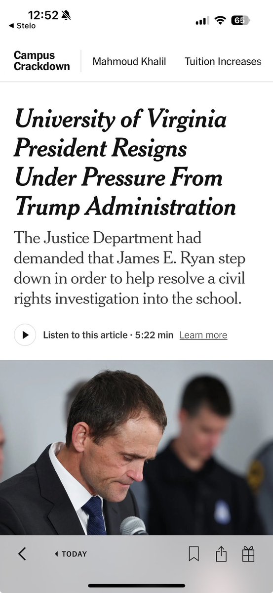 Heartbroken and sickened by this horrible overreach by Trump who could learn a thing or two from @presjimryan about integrity &amp; leadership. Sad day for my alma mater.  <a href="/UVA/">UVA</a>