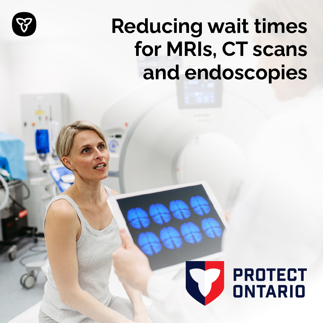 Our government is investing $155M to connect over 1.2 million people to MRIs, CT scans and GI endoscopy services across the province!

This means:
✅ Lower wait times
✅ Care closer to home
✅ All covered by OHIP

Learn more: news.ontario.ca/en/release/100…

<a href="/fordnation/">Doug Ford</a> <a href="/SylviaJonesMPP/">Sylvia Jones</a>