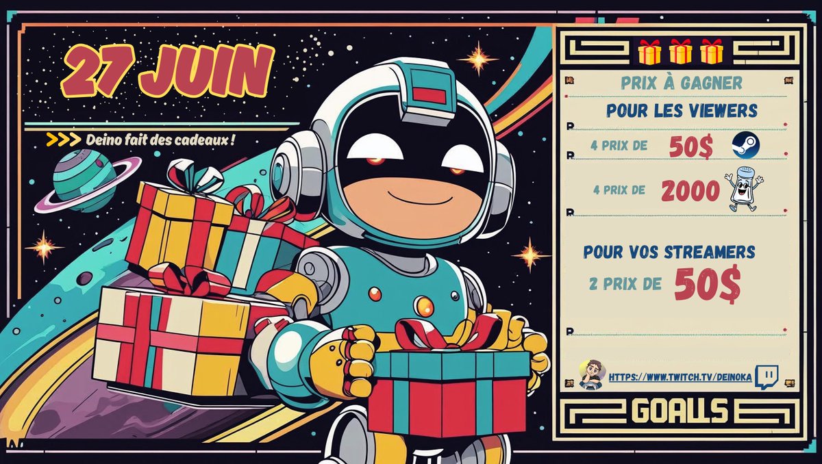 Comme le mois précédent une journée pour donner au suivant sur ma chaine. A l'instant!
twitch.tv/deinoka