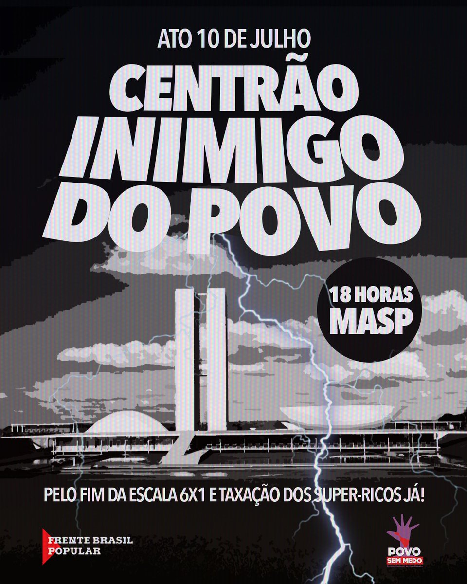 O Congresso virou filial do banco dos bilionários!
Enquanto o povo sua pra botar comida no prato, eles seguem blindando privilégio e sabotando o governo que tenta mudar o jogo. Mas a conta vai chegar, e vai ser nas redes, na justiça e nas ruas. 

No dia 10 de julho, vai ter ato