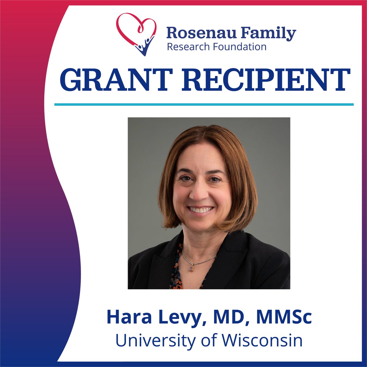 Congratulations to Hara Levy, MD, MMSc, on her three-year, $375,000 grant from the Rosenau Family Research Foundation!

Read the full press release here: pediatrics.wisc.edu/hara-levy-rece…