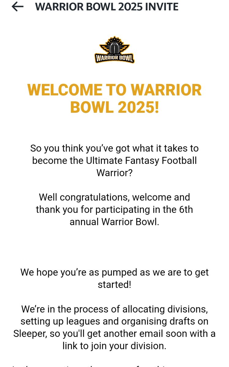 The quest for my first ever three-peat starts now. Achilles Division! #WB2025