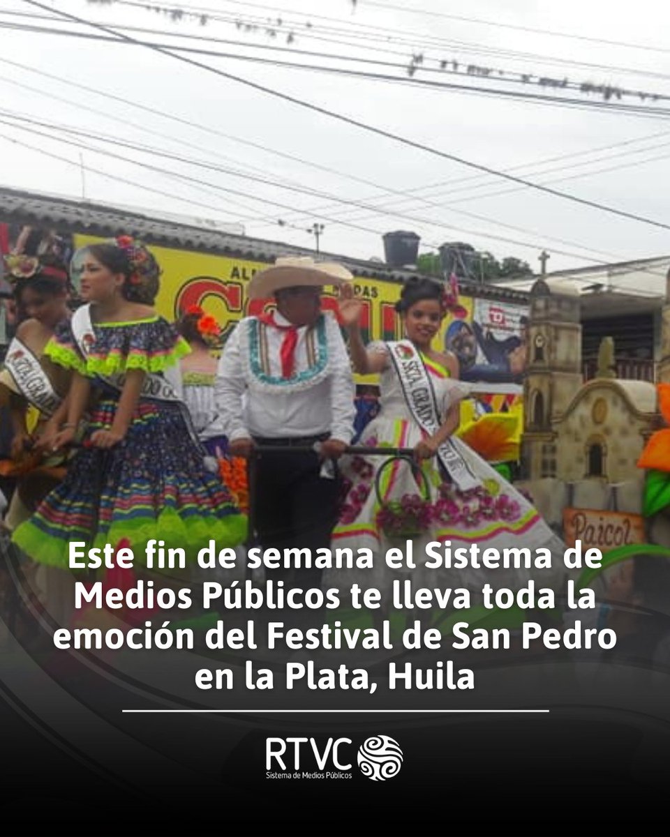 #UnPuenteTodasLasFestividades💃🏿l La alegría, la danza y la tradición del Festival de San Pedro llegan a través de nuestros medios públicos, en una fiesta que honra la cultura de Colombia.

📺 Seguimos recogiendo el pueblo con nuestras transmisiones en <a href="/SenalColombia/">Señal Colombia</a> y <a href="/RadNalCo/">Radio Nacional CO</a>📻