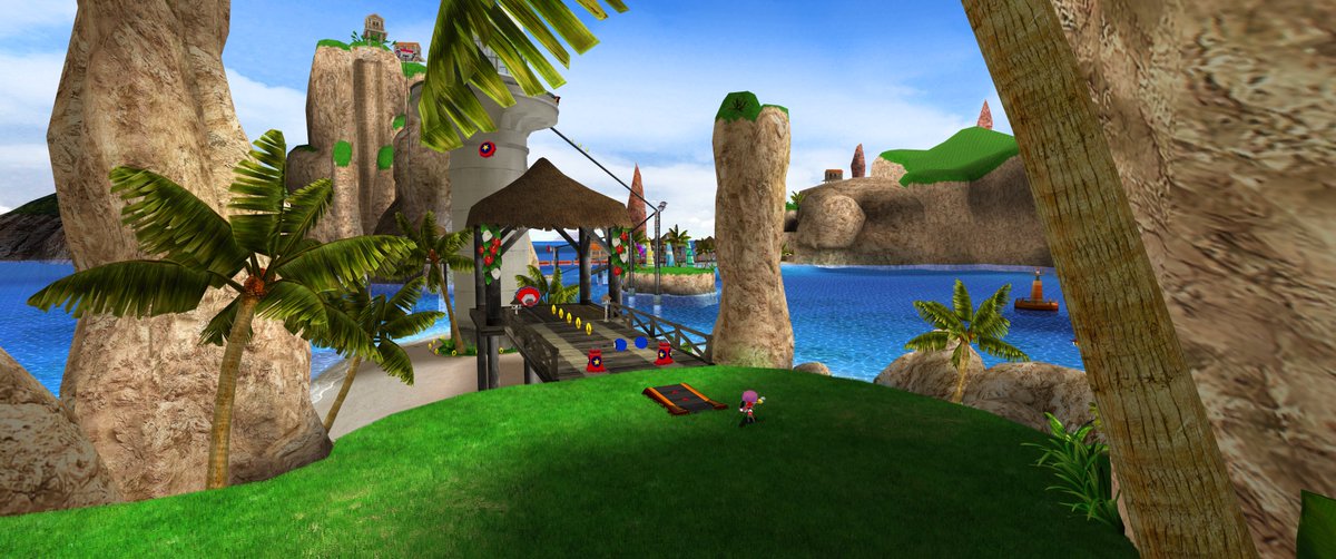 MentorDex's tweet image. Quite a few years ago, mine and @hoppyboppybunny's "Solaris Project" for SA2 pushed what an SA2 stage mod can look like.
Although cancelled, Wave Ocean v2 is open to the public. This served as a prototype for how we'd handle the graphical fidelity you all love in Modern SA2!