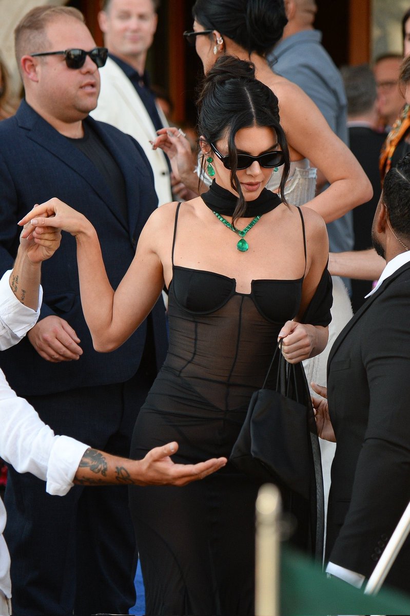 Kendall Jenner stunned in emeralds and a Magda Butrym dress to attend Jeff Bezos wedding in Venice