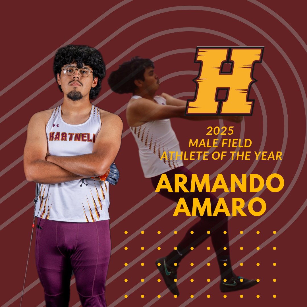 Hartnell College XC/TF (@collegetf) on Twitter photo Congratulations Armando Amaro (Soledad) named our 2025 Male Field Athlete of the Year! Armando moved to 8th best in the hammer (162-2) and qualified to the 3C2A State Championship this spring.
<a href="/HartnellAthletc/">Hartnell Athletics</a> Congratulations Armando Amaro (Soledad) named our 2025 Male Field Athlete of the Year! Armando moved to 8th best in the hammer (162-2) and qualified to the 3C2A State Championship this spring.
<a href="/HartnellAthletc/">Hartnell Athletics</a>