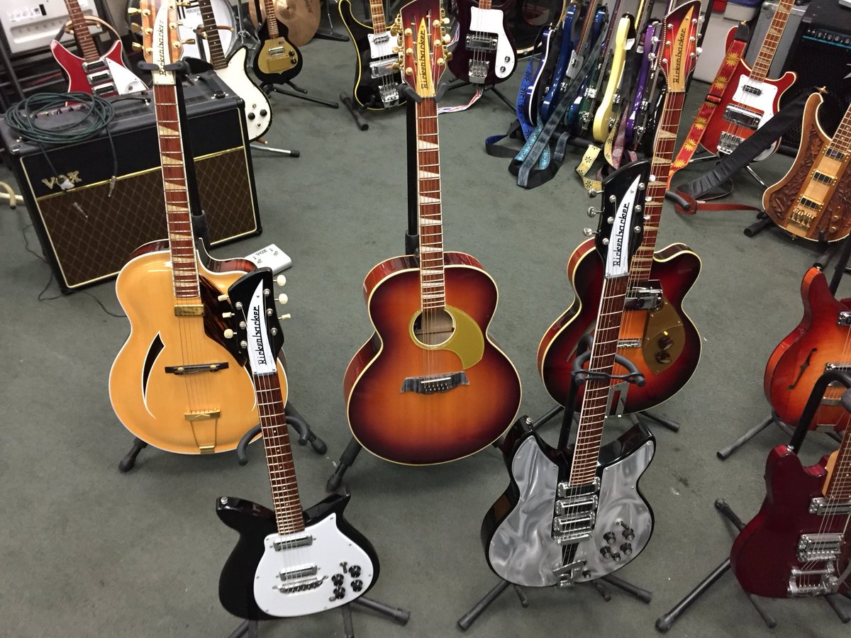 Rickenbacker treasures on display at the Bay Area Rickenbacker Confluence (BARC), in 2015, at Guitar Showcase, in San Jose, Calif. Including such rarities as a 3 pickup Lightshow model and Jazzbo arch top acoustic