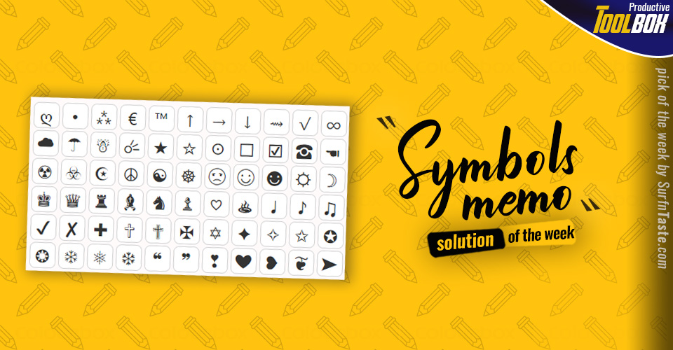 Toolbox hebdo: Nous avons déniché pour vous le Mémo.. des symbôles et des caractères spéciaux : cutt.ly/N8YeSLQ - Made by <a href="/piliapp/">PiliApp</a> 

#hacks #onlinetools #Productivity #productivitytools