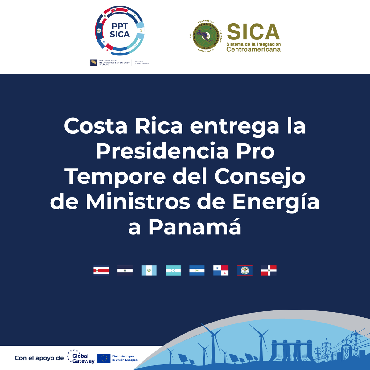 sg_sica's tweet photo. Durante el Consejo de Ministros de Energía, el @CRMinae realizó el traspaso de la Presidencia Pro Tempore a Panamá, quien ejercerá la #PPTSICA durante el segundo semestre 2025.
  
Los miembros del Consejo agradecieron a las autoridades del @CRMinae por el liderazgo como PPT  y por los esfuerzos conjuntos en el marco de la agenda energética; el Ministerio de Energía de Panamá, por su parte, reiteró su compromiso y continuidad en los temas prioritarios de la #RegiónSICA, e invitó a todos los países a continuar con el fortalecimiento del Mercado Eléctrico Regional #MER.
  
#EnergíaSICA #EficienciaEnergética #IntegraciónRegional