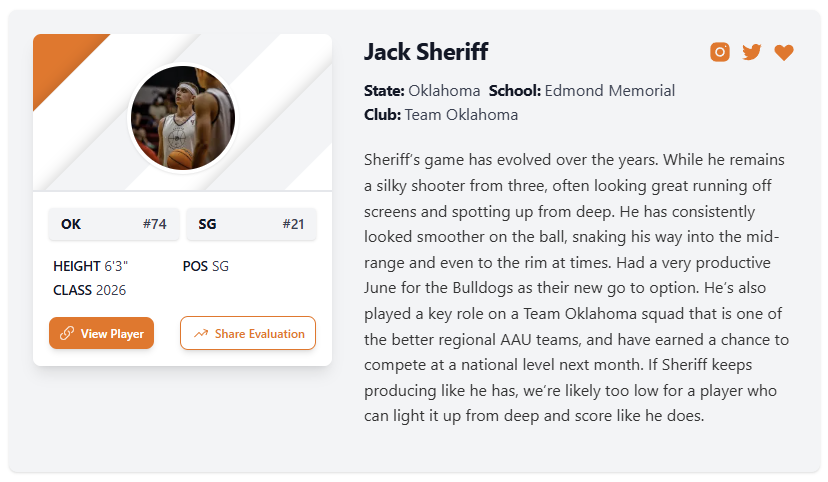 Brad Sheriff (@bradsheriffokc) on Twitter photo Great summer so far young man. Keep up the grind! Proud of you! <a href="/jack4sheriff/">Jack Sheriff</a> <a href="/EMHSBoysHoops/">EMHS Boys Basketball</a> <a href="/TeamOKBB/">Team Oklahoma Boys Basketball</a> Great summer so far young man. Keep up the grind! Proud of you! <a href="/jack4sheriff/">Jack Sheriff</a> <a href="/EMHSBoysHoops/">EMHS Boys Basketball</a> <a href="/TeamOKBB/">Team Oklahoma Boys Basketball</a>