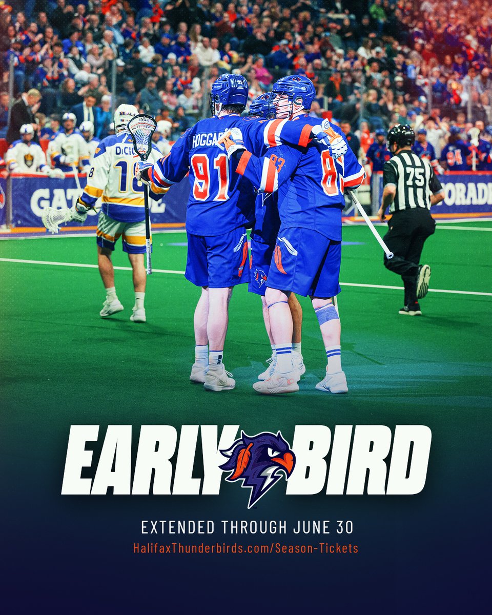 Early Bird Season Ticket pricing has been extended through June 30!

Don't miss out on the best deal for your 2025-2026 Season Tickets

🎟️ HalifaxThunderbirds.com/season-tickets