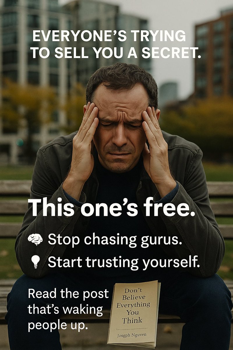 jaimevelez's tweet image. Everyone’s trying to sell you a secret.

This one’s free.

No funnel. No fluff. Just truth.

🧠 Stop chasing gurus.
💡 Start trusting yourself.

Read the post that’s waking people up:
makeworkhuman.substack.com/p/stop-chasing…

#MakeWorkHuman #StopChasingGurus #Mindset #PersonalGrowth…