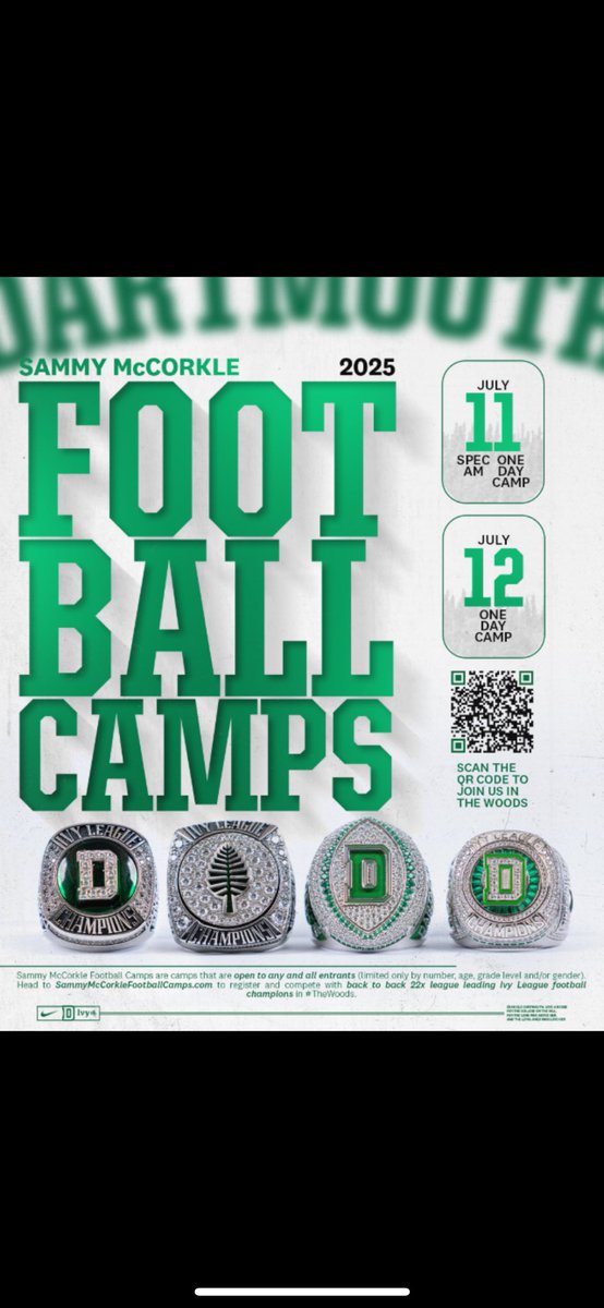 Thank you <a href="/DartmouthFTBL/">Dartmouth Football</a> for the camp invite!