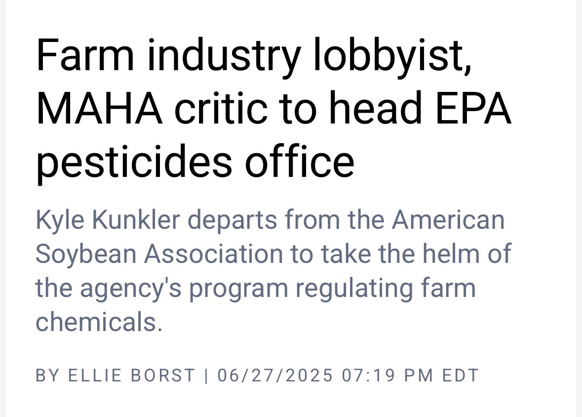 Farm Action (@farmactionus) on Twitter photo 🚩 The revolving door between federal agencies and agribusiness allows industry insiders to write and enforce policies that serve narrow corporate interests rather than the public good. 
The latest in agency capture via <a href="/politico/">POLITICO</a>. ⬇️ 🚩 The revolving door between federal agencies and agribusiness allows industry insiders to write and enforce policies that serve narrow corporate interests rather than the public good. 
The latest in agency capture via <a href="/politico/">POLITICO</a>. ⬇️