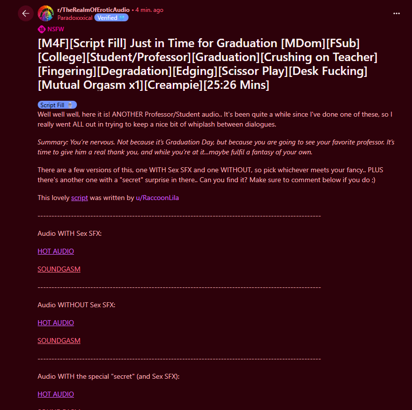 Got another juicy Professor/Student audio coming at ya!

"Aw look at you all flustered, and wide eyed.

Still think you can handle this?"

reddit.com/r/TheRealmOfEr…