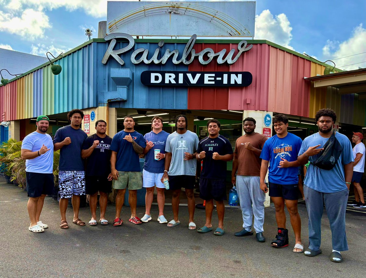 Jeff Reinebold (@jeff_reinebold) on Twitter photo BIG MAHALOZ TO THE GOOD FOLKS AT HONOLULU'S MOST ICONIC DRIVE IN "THE RAINBOW DRIVE IN" FOR HELPING FEED THE <a href="/HawaiiFootball/">Hawaii Football</a> DT HUI TODAY - GREAT GRINDZ AND GREAT PEOPLE WHO ARE LONG TIME SUPPORTERS OF OUR TEAM AND OUR PLAYERS! YOU COACH A TEAM IN SEASON BUT YOU BUILD A TEAM IN BIG MAHALOZ TO THE GOOD FOLKS AT HONOLULU'S MOST ICONIC DRIVE IN "THE RAINBOW DRIVE IN" FOR HELPING FEED THE <a href="/HawaiiFootball/">Hawaii Football</a> DT HUI TODAY - GREAT GRINDZ AND GREAT PEOPLE WHO ARE LONG TIME SUPPORTERS OF OUR TEAM AND OUR PLAYERS! YOU COACH A TEAM IN SEASON BUT YOU BUILD A TEAM IN