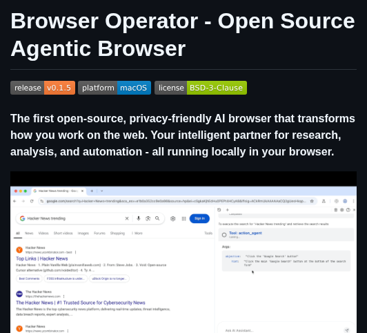 tom_doerr's tweet image. Browser Operator frontend for automating browser tasks like navigation, clicks, and form filling using AI providers