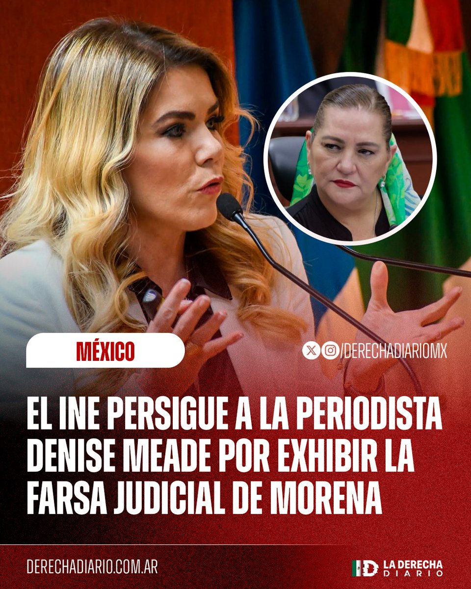 🚨🇲🇽 | Censura: La periodista Denise Meade informó que recibió un requerimiento del Área de Fiscalización del INE, amenazándola con una multa por una publicación que hizo sobre los acordeones ilegales de Morena durante la farsa judicial.
