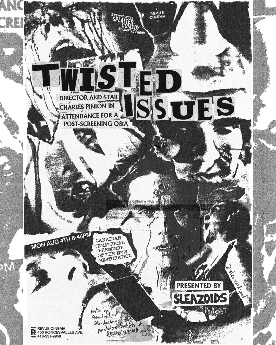 thejoshl's tweet image. Stoked to announce that @sleazoidspod is bringing the Canadian premiere of SOV horror filmmaker Charles Pinion's Twisted Issues (1988) to Toronto, with the man himself flying in do a Q&A with us!
Mon, Aug. 4th @ 6:45PM at the @RevueCinema!
BUY TICKETS: revuecinema.ca/films/revue-ev…
