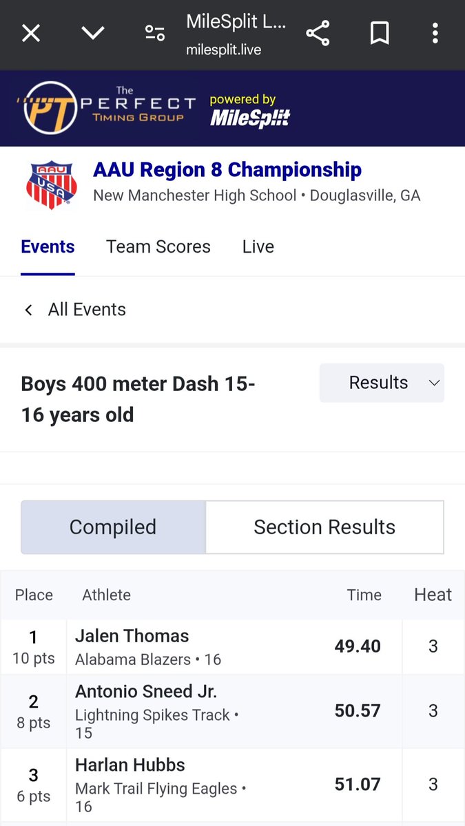 AJ ( CERTIFIED ) Sneed (@ajsneed_7) on Twitter photo Guess who's headed to the AAU Jr Olympics in Houston? I placed 2nd in the 400m today at the Region 8 Championship. #3sportathlete
<a href="/CoachBryanLamar/">Bryan Lamar</a> <a href="/CoachM_Gray/">Michael Gray</a> <a href="/NEGARecruits/">Northeast Georgia Recruits</a> @On3Recruits <a href="/RecruitGeorgia/">Recruit Georgia</a> Guess who's headed to the AAU Jr Olympics in Houston? I placed 2nd in the 400m today at the Region 8 Championship. #3sportathlete
<a href="/CoachBryanLamar/">Bryan Lamar</a> <a href="/CoachM_Gray/">Michael Gray</a> <a href="/NEGARecruits/">Northeast Georgia Recruits</a> @On3Recruits <a href="/RecruitGeorgia/">Recruit Georgia</a>