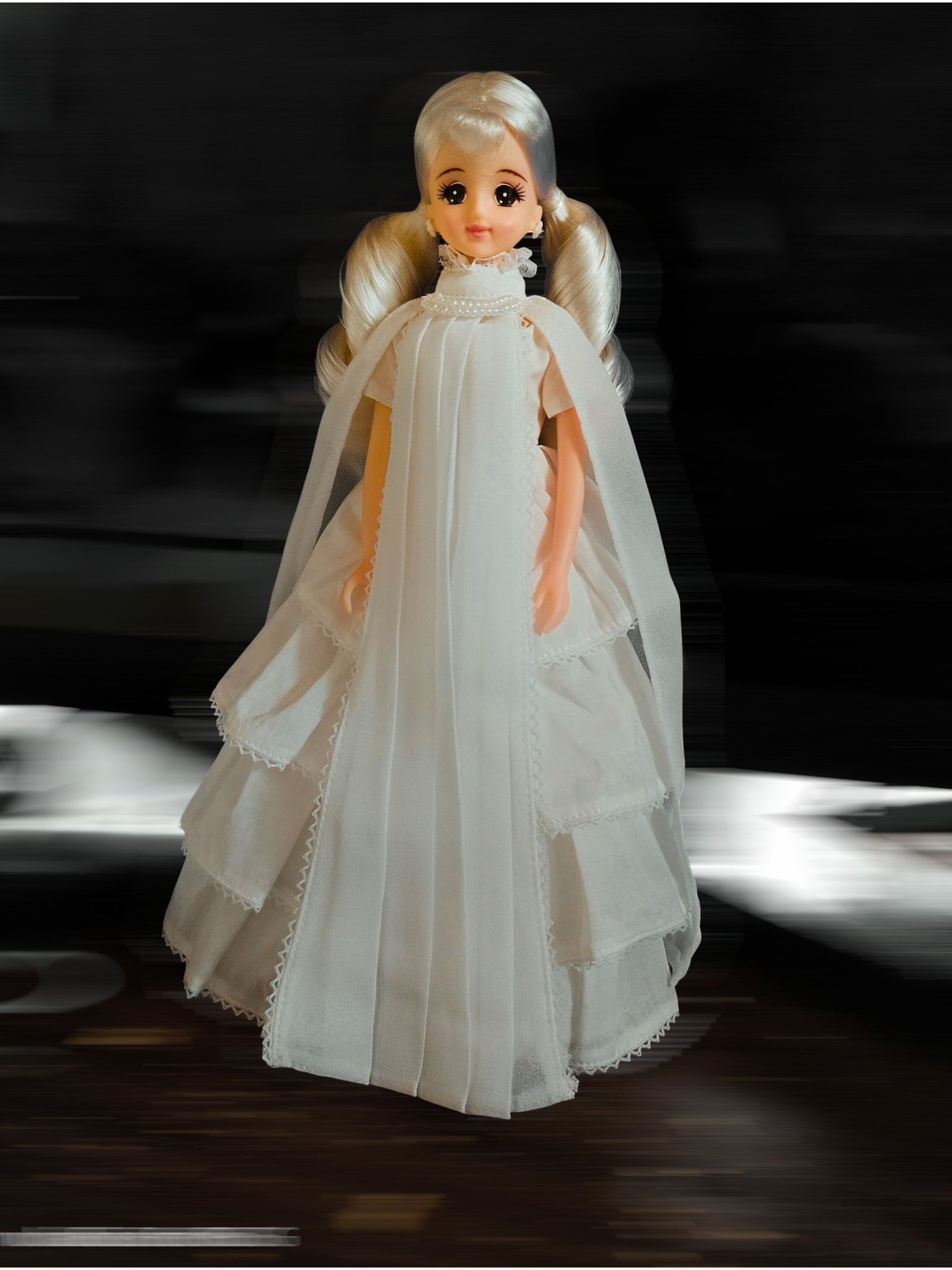 ジェニーちゃん服　ピュルテホワイトドレスペア ジェニーちゃん服 ピュルテホワイトドレス 着せ替え服・アウト