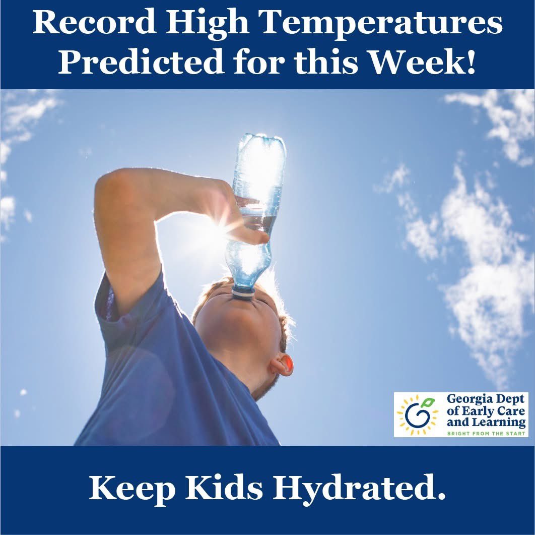Bright from the Start (@gadeptearlycare) on Twitter photo With record-high temps this week, keep kids hydrated, dress them in light clothes, watch for heat illness, and limit outdoor play to cooler hours. Stay safe and keep cool! #HeatSafety #ChildCare With record-high temps this week, keep kids hydrated, dress them in light clothes, watch for heat illness, and limit outdoor play to cooler hours. Stay safe and keep cool! #HeatSafety #ChildCare