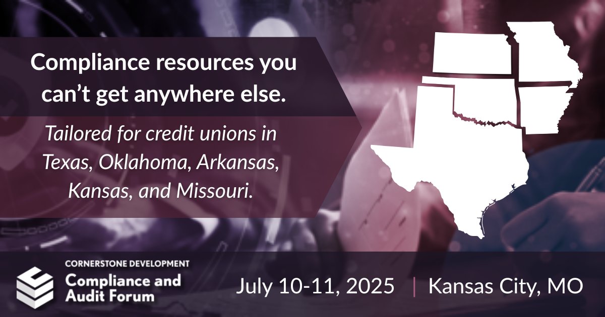 The countdown is on to get the state-specific insights that matter to your credit union! Only available at the 2025 Compliance and Audit Forum, July 10–11 in Kansas City. ow.ly/ssk650WhK7T

#CUcompliance #CreditUnions