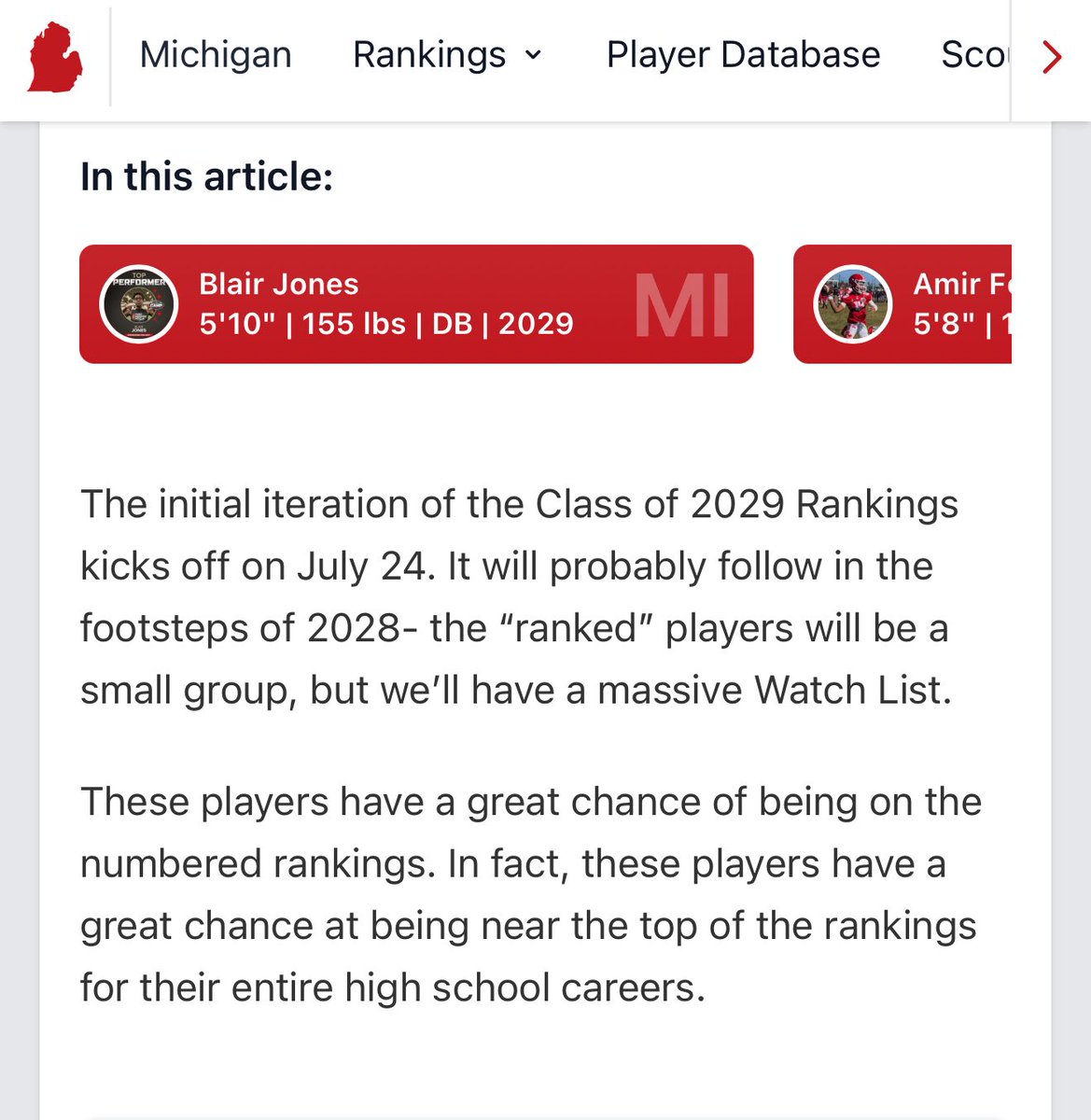 blair_h_jones's tweet image. Thank you for the feature @PrepRedzoneMI @alex_pallone!
@SalineFootball @CoachShort_ @Brown_SHS @RisingStars6 @smsbacademy @AllenTrieu @MIexposure @TheD_Zone @marvin3rob