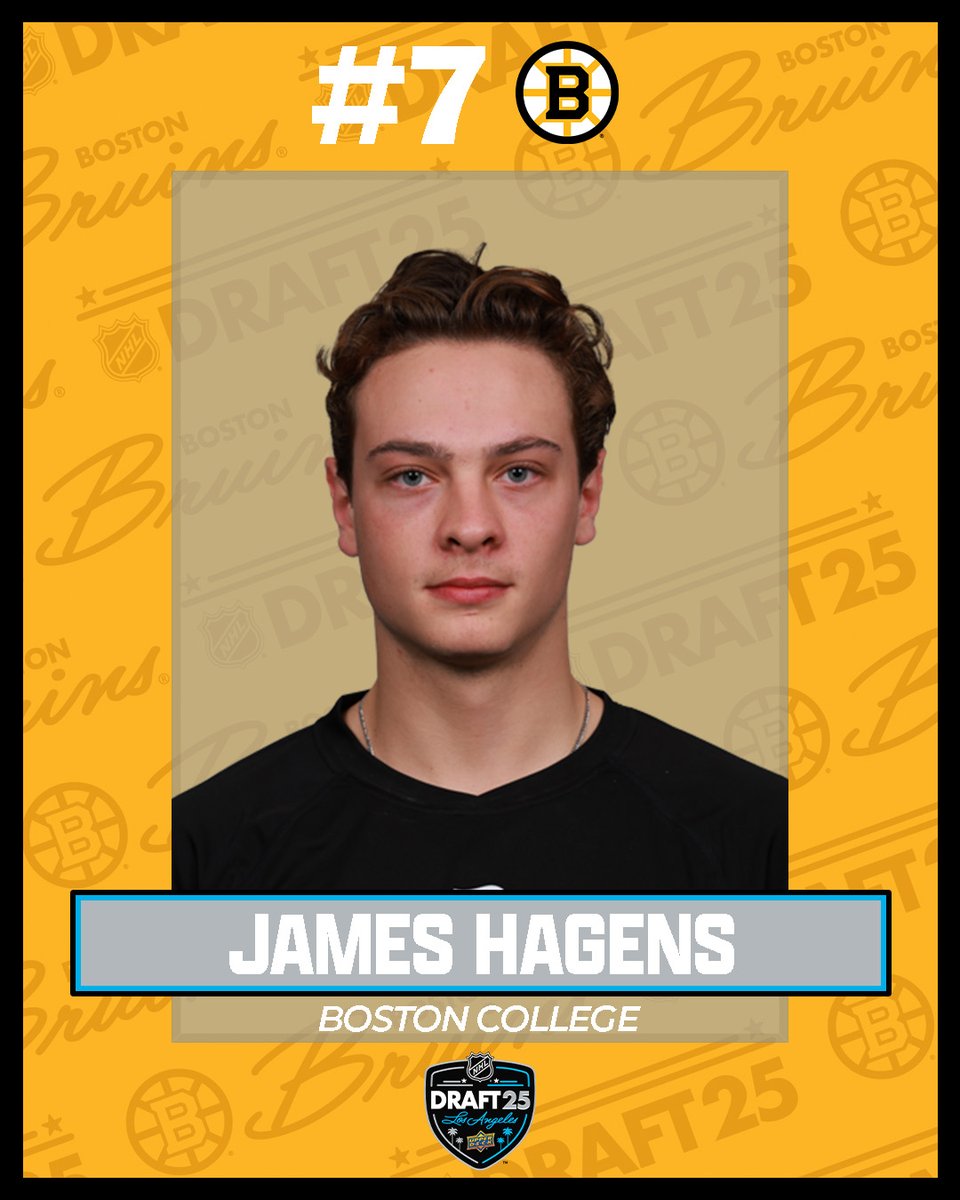 NHLMedia's tweet image. James Hagens, welcome to the @NHLBruins!

#NHLDraft