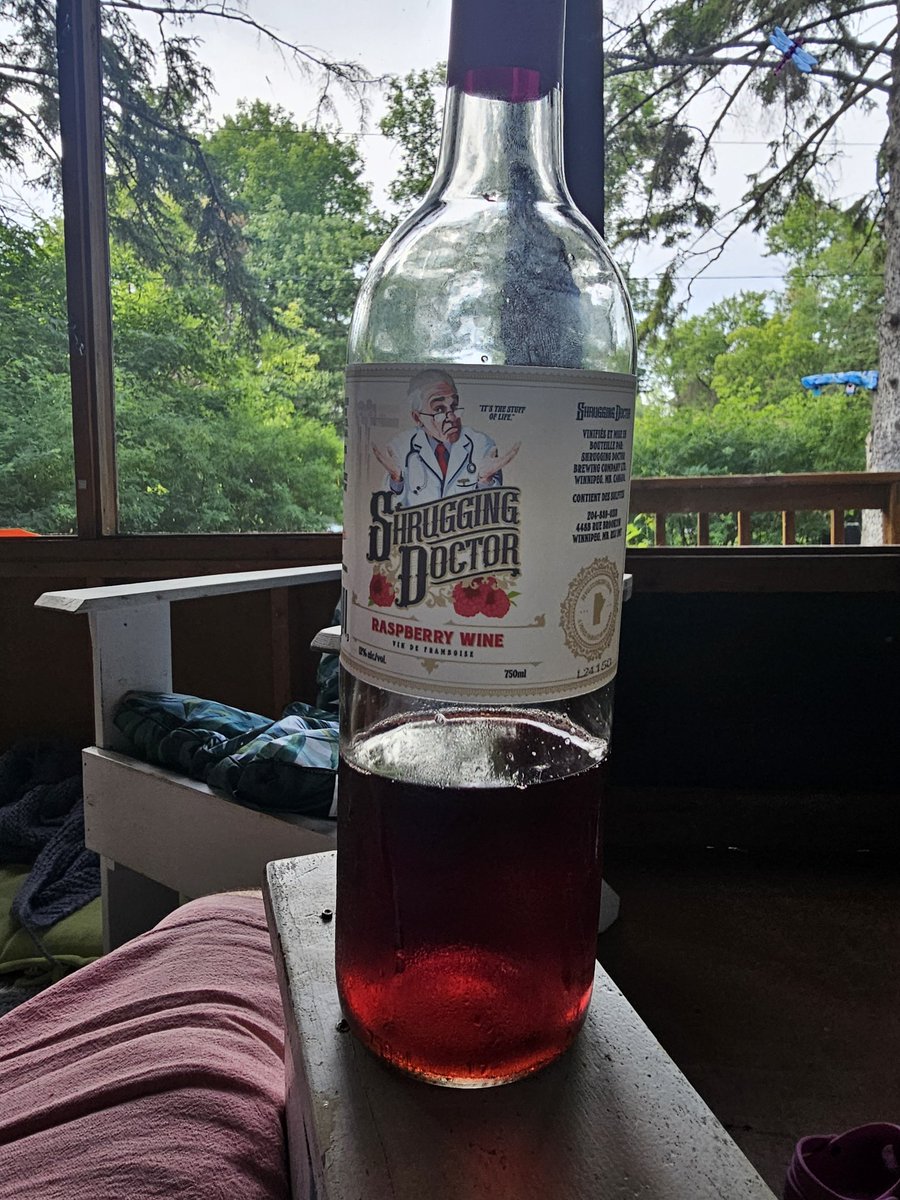 damaaster's tweet image. First trip out to the cabin and finally tried manitobas own @DrunkDividends raspberry wine . Fruit wines usually arent for me - but very refreshing and My wife and mom love it!