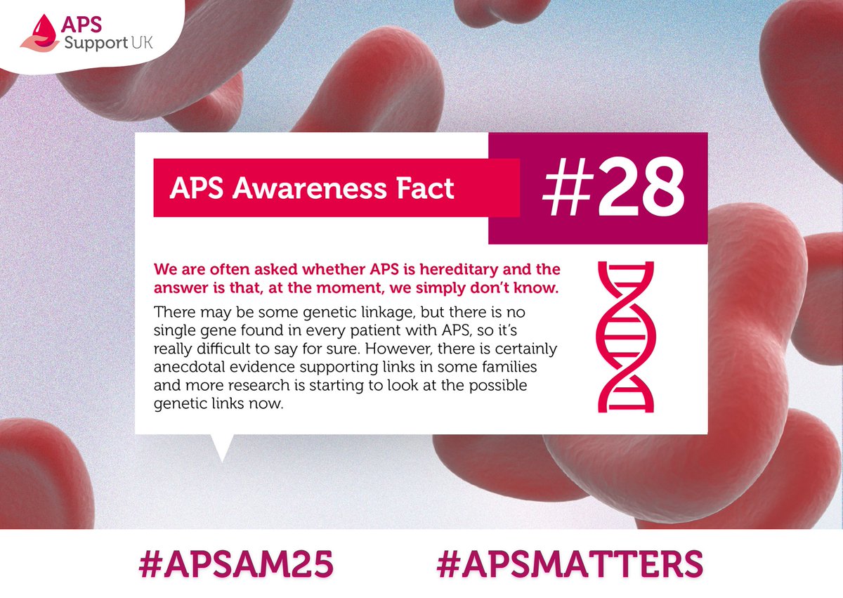 Is #APS hereditary? Right now, there’s no single gene for APS, but some families are affected. More research is underway to find out if there’s a genetic link.
🔗 cutt.ly/aps-faqs
#APSAM25 #APSMatters #APSAwarenessMonth