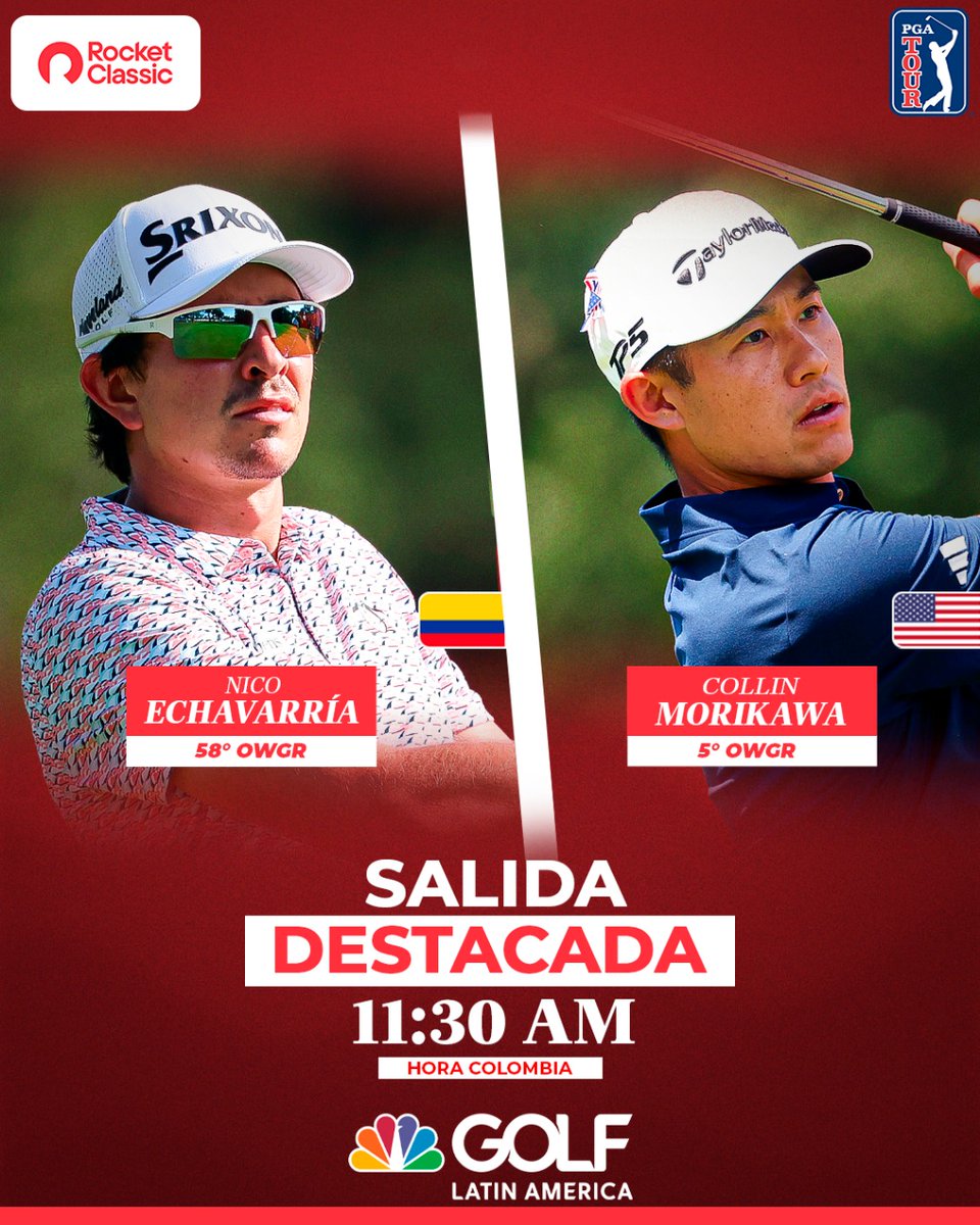 Golf Channel LA (@golfchannella) on Twitter photo A poner las alarmas para seguir a este grupazo. ⏰👀
<a href="/nicolas_ech/">Nicolas Echavarria</a> 🇨🇴 compartirá su salida en el "Moving Day" del <a href="/RocketClassic/">Rocket Classic</a> con el número cinco del mundo. ⛳️👏 A poner las alarmas para seguir a este grupazo. ⏰👀
<a href="/nicolas_ech/">Nicolas Echavarria</a> 🇨🇴 compartirá su salida en el "Moving Day" del <a href="/RocketClassic/">Rocket Classic</a> con el número cinco del mundo. ⛳️👏