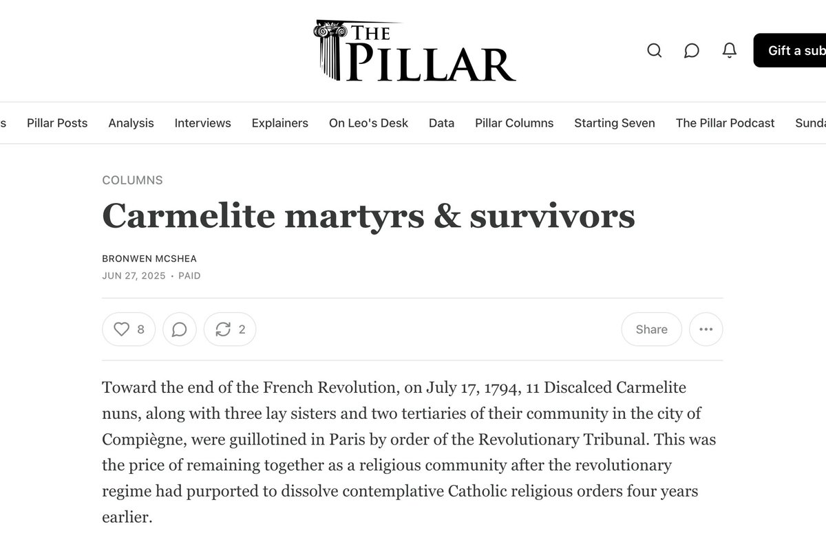 bronwenmcshea's tweet image. My second @PillarCatholic column has been posted:
pillarcatholic.com/p/carmelite-ma…