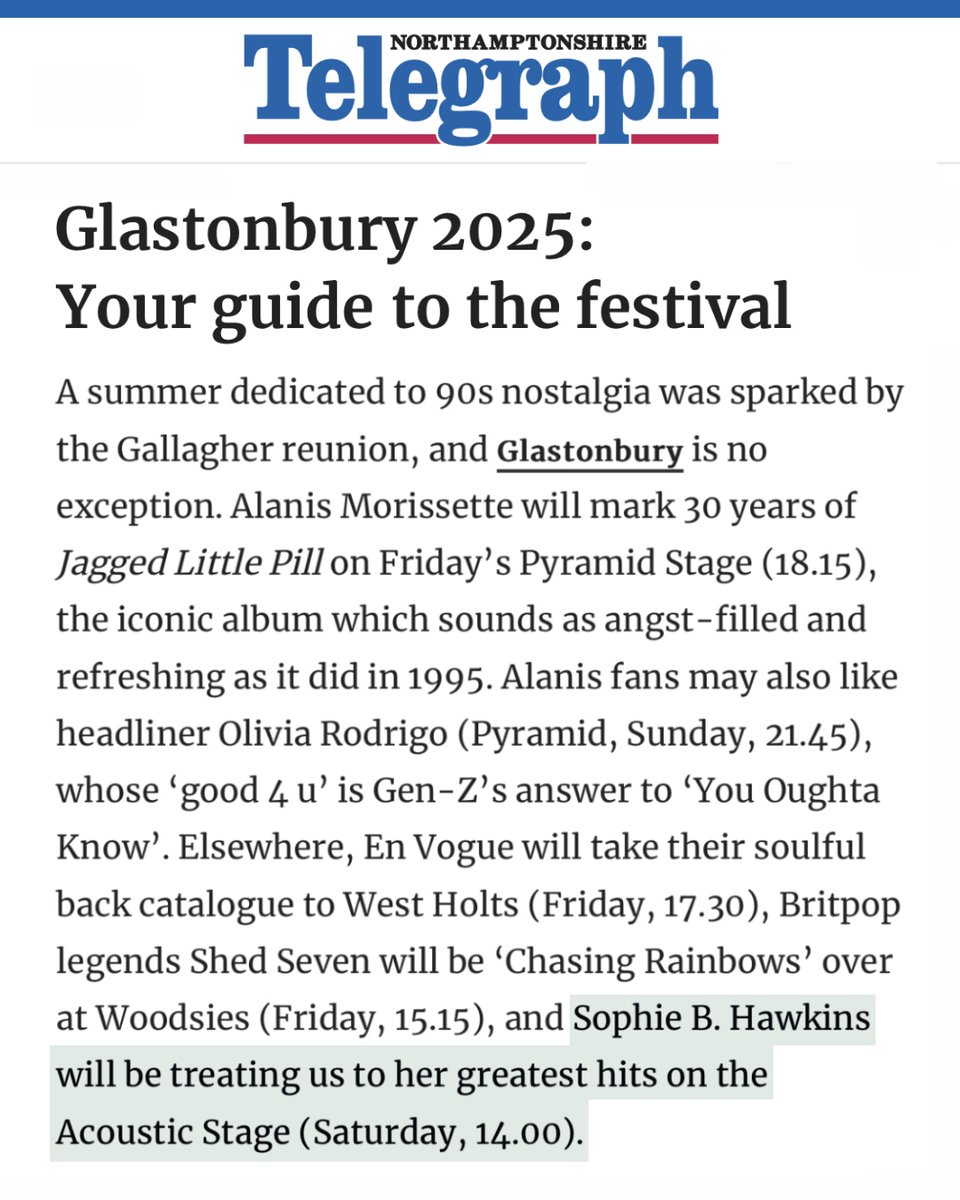 Sophie B. Hawkins (@therealsophieb) on Twitter photo SATURDAY! #Glastonbury2025 #AcousticStage #WhalerAcousticTour SATURDAY! #Glastonbury2025 #AcousticStage #WhalerAcousticTour