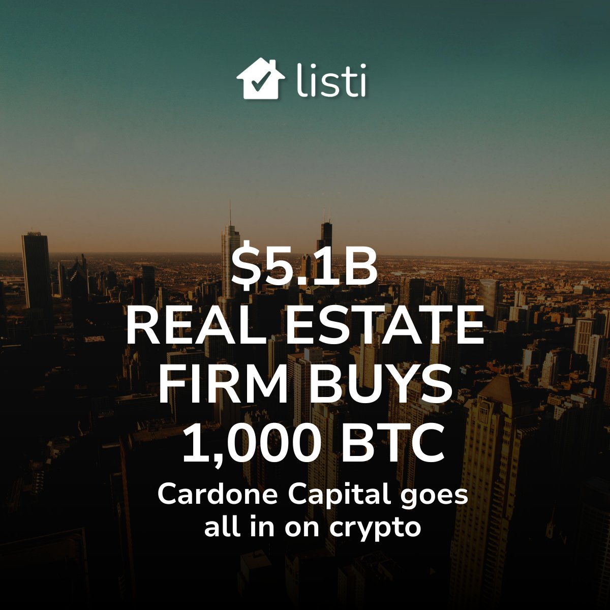 Listi | Find Real Estate to Buy With Crypto ๐ก (@listi_app) on Twitter photo ๐ฅ Real estate just went full crypto.
Cardone Capital ($5.1B AUM) bought 1,000 BTCโand theyโre not done yet.
Institutional real estate is betting big on crypto.
At <a href="/listi_app/">Listi | Find Real Estate to Buy With Crypto ๐ก</a>, weโve been ready:
๐ Buy with BTC, ETH, USDC
๐ Traditional, tokenized, virtual
๐ช Powered by $LIST ๐ฅ Real estate just went full crypto.
Cardone Capital ($5.1B AUM) bought 1,000 BTCโand theyโre not done yet.
Institutional real estate is betting big on crypto.
At <a href="/listi_app/">Listi | Find Real Estate to Buy With Crypto ๐ก</a>, weโve been ready:
๐ Buy with BTC, ETH, USDC
๐ Traditional, tokenized, virtual
๐ช Powered by $LIST