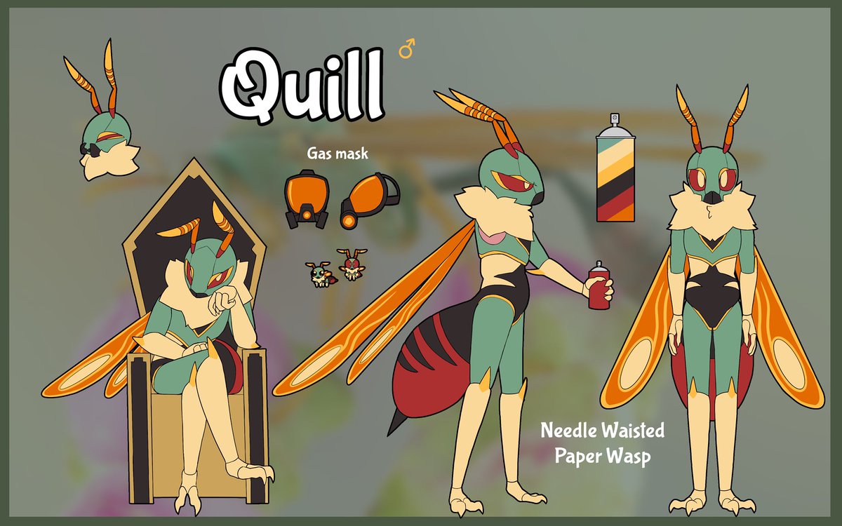 I finally made that new reference sheet for Quill

Also here is my Art Fight, will try to do revenges as well. Some will be 3D models! artfight.net/~Qiibo