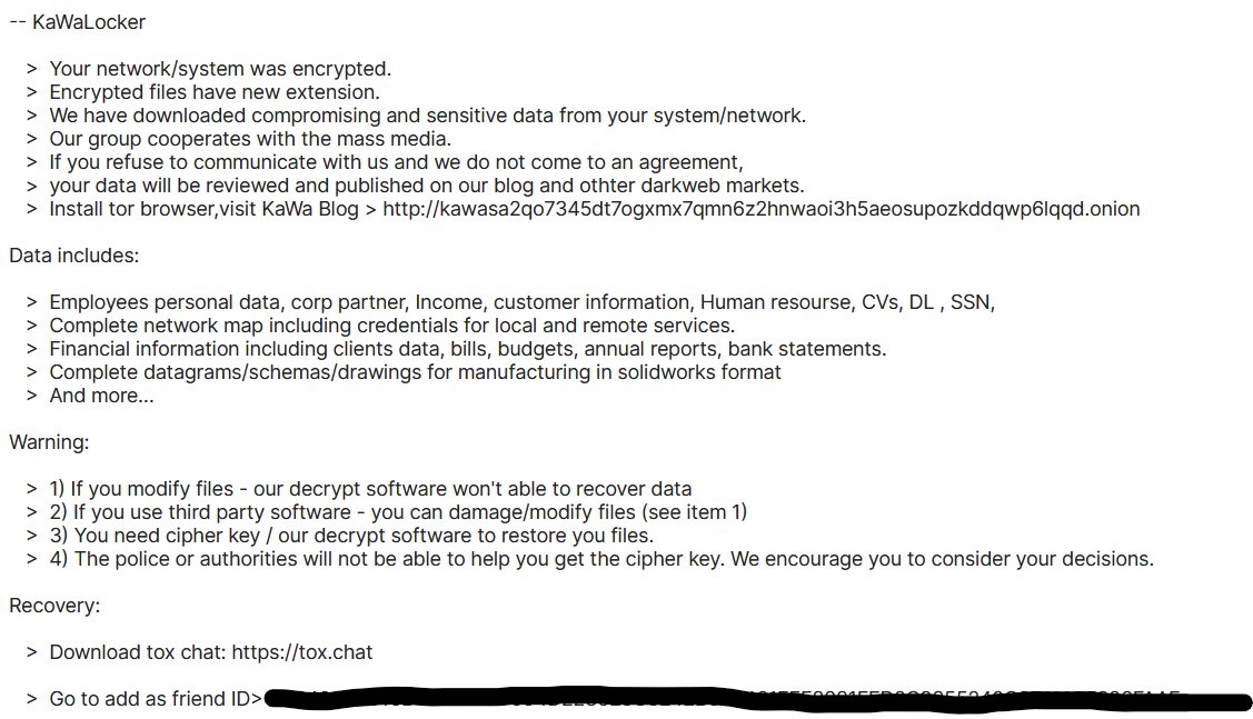 RakeshKrish12's tweet image. #Kawalocker aka #kawa4096 #Ransomware spotted!
#Akira themed DLS!
DLS: …6z2hnwaoi3h5aeosupozkddqwp6lqqd.onion
Files: …ucwxnjpxcxpfh2vjfx7drj66pnwl3ad.onion
MD5: c3ce46d40b2893e30bf00fce72c2e1fa
Mutex: SAY_HI_2025
More info: github.com/TheRavenFile/D…
#malware #darkweb #hack #security #infosec #OSINT
#TOR