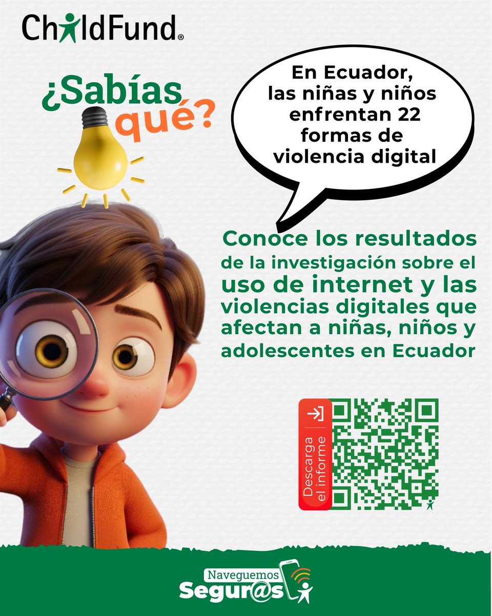 #NavegaSeguro | Presentamos los resultados de la investigación sobre el uso de internet y las violencias digitales que enfrentan niñas, niños y adolescentes en Ecuador.

📥 Descarga el informe completo aquí 👉 bit.ly/Investigacion-…
🌐 Más información en: bit.ly/BoletínResulta…
