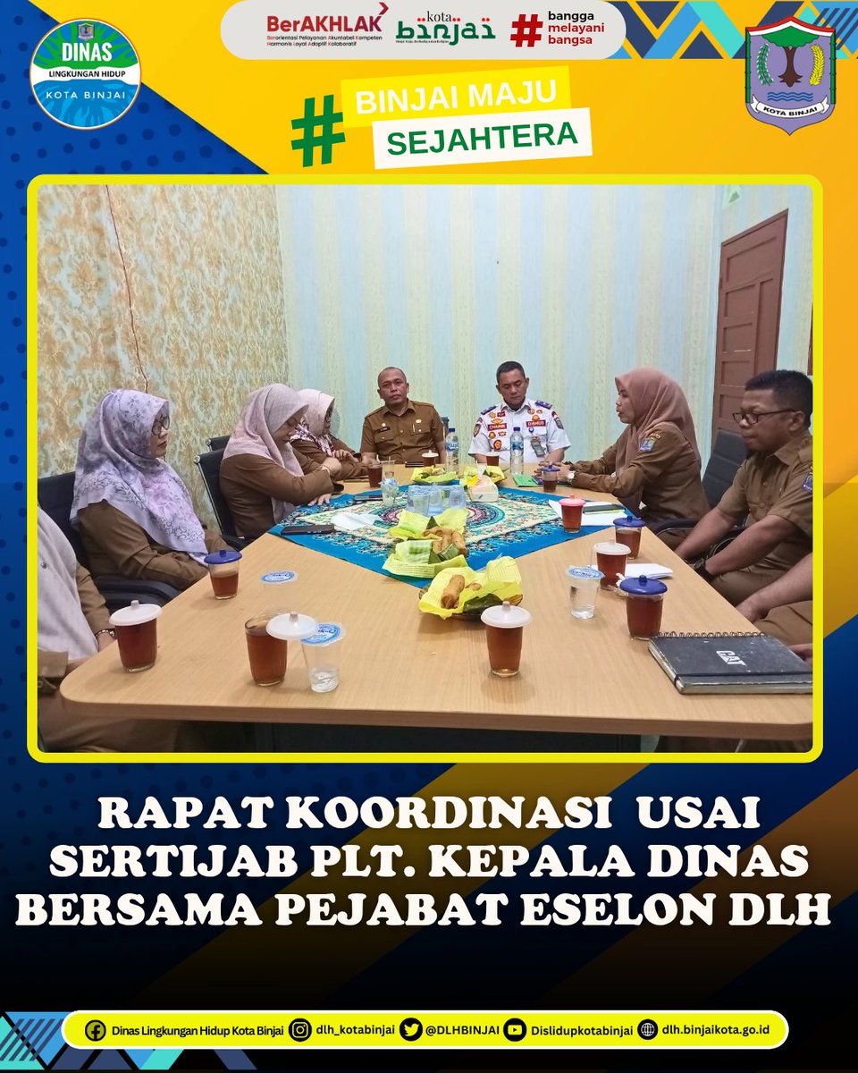 DLHBINJAI's tweet photo. Usai Apel Pagi dan Sertijab Plt.Kepala Dinas Lingkungan Hidup (DLH) Kota Binjai dari H.Chairin F. Simanjuntak, S.Sos, MM kepada Plt.Kepala DLH Kota Binjai yang baru, Ahmad Yani, S.STP, dilanjutkan dengan kegiatan Rapat Koordinasi Internal bersama jajaran Pejabat Eselon III dan IV https://t.co/3tbnhl9lcC